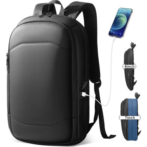 hk Business Backpack for Men 17 Inch, Deep Black